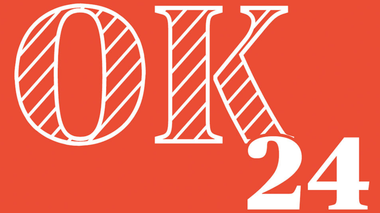 Ok-24 logo på rød baggrund